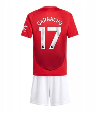 Manchester United Alejandro Garnacho #17 Hemmakläder Barn 2024-25 Kortärmad (+ Korta byxor)